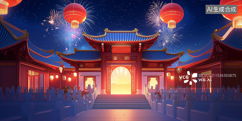 【AI数字艺术】3d主中国传统风格建筑图片素材