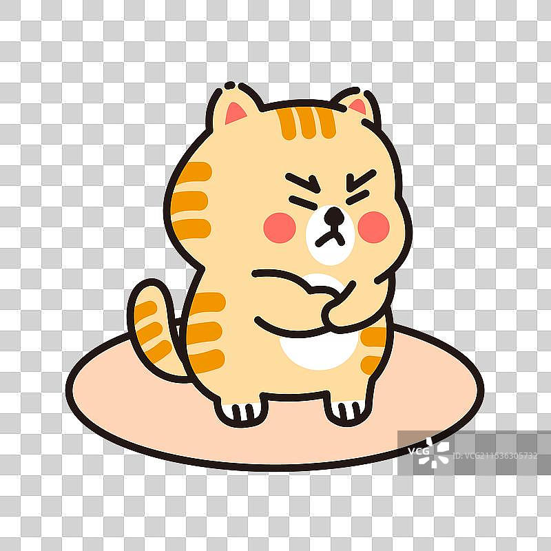 抱臂生气的卡通猫咪免扣元素图片素材