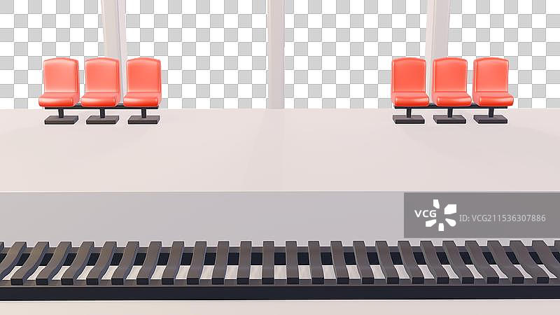 车站坐椅 火车站 高铁站 铁轨 春节过年春运3d立体元素图片素材