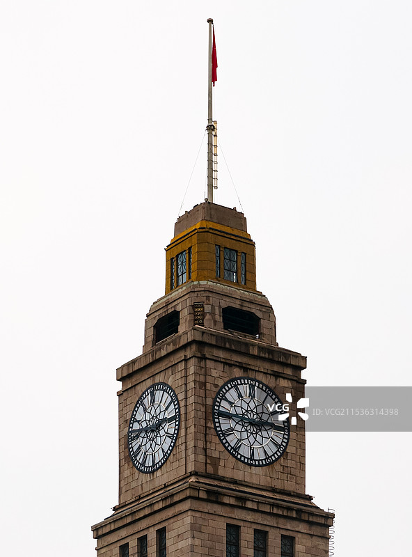 上海江海关大楼建筑顶部特写图片素材