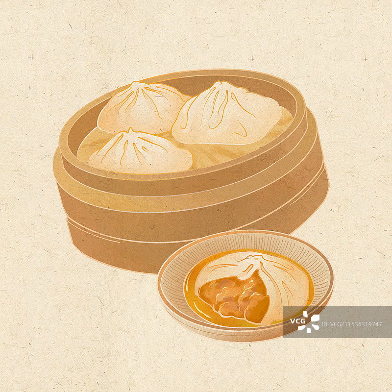 灌汤小笼包插画图片素材
