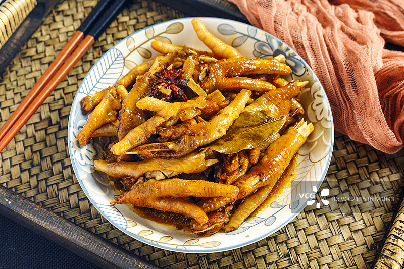 黄焖五香卤鸡爪 凤爪 中餐美食 静物特写图片素材