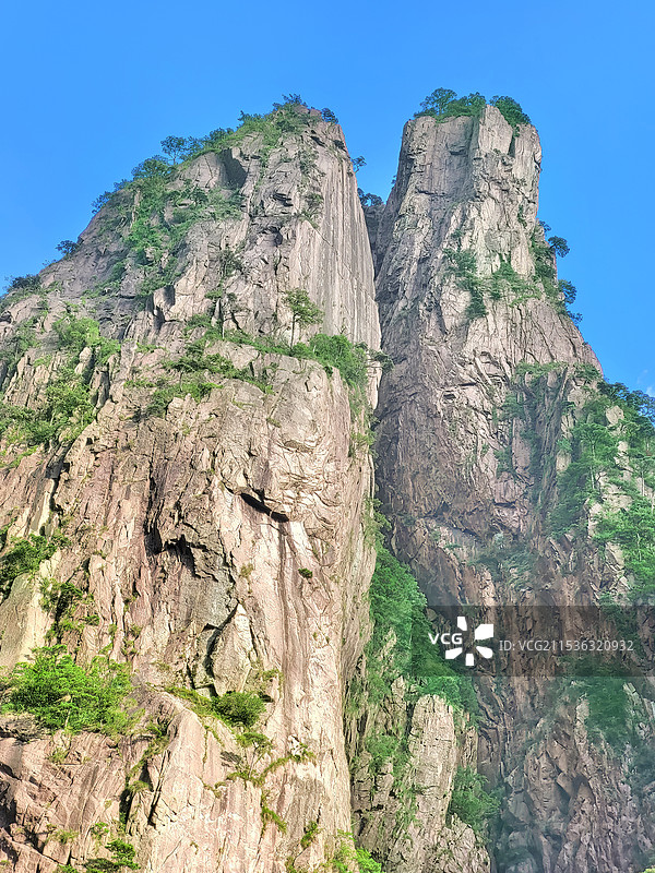 安徽黄山西海大峡谷内的峰峦峭壁青松图片素材