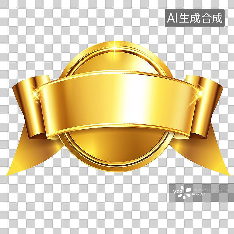 【AI数字艺术】3D金色徽章元素图片素材