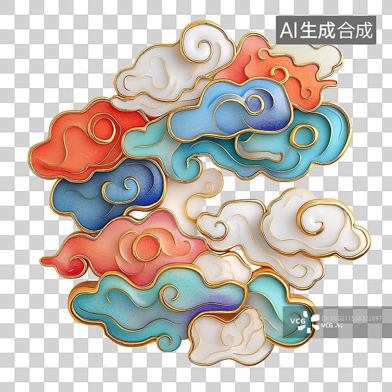 【AI数字艺术】3D祥云元素图片素材