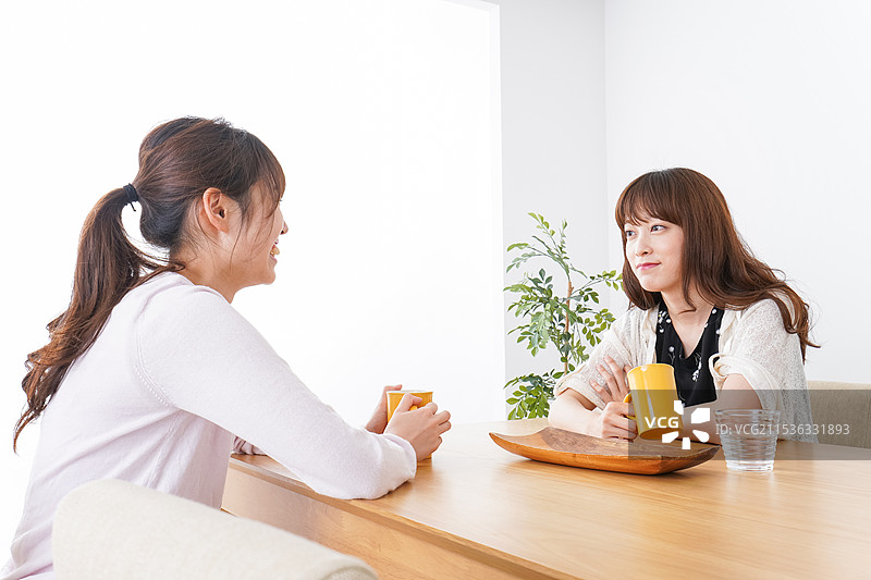 女人在咖啡馆里交谈图片素材