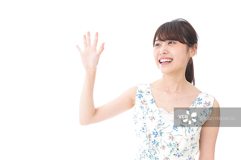 挥手的女人图片素材