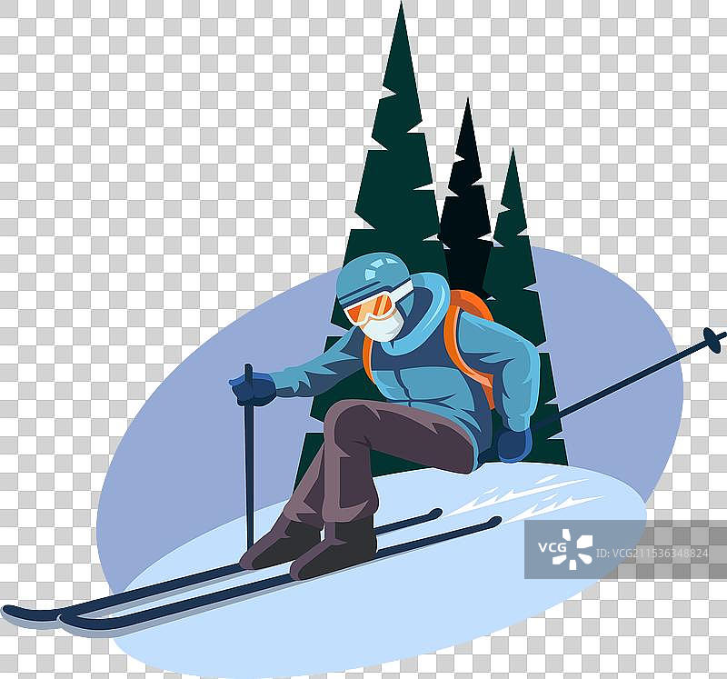 冰雪滑雪在雪中玩耍，孤立无援图片素材