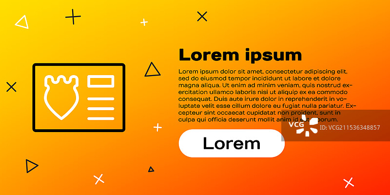 警察徽章与身份证件图标的线条设计图片素材