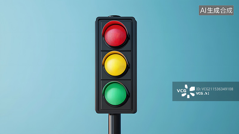 【AI数字艺术】三色交通信号灯三维渲染图片素材