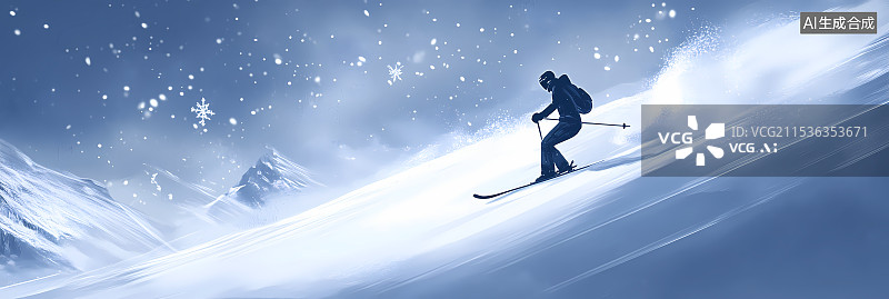 【AI数字艺术】雪山上的滑雪运动员图片素材