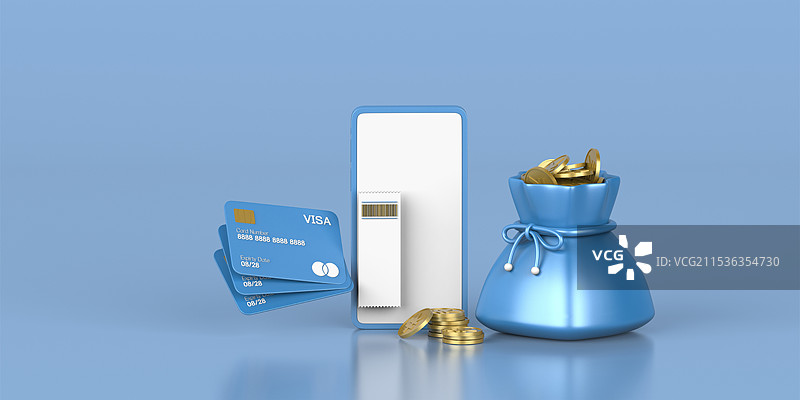 3D手机购物金融理财插画图片素材