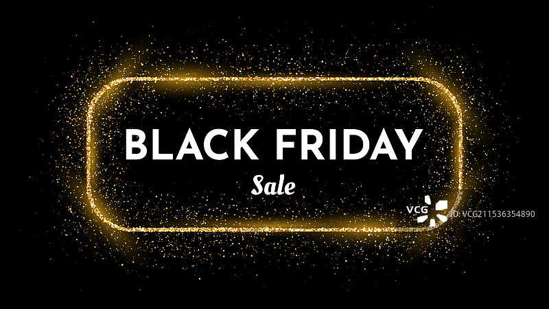 黑色星期五的字样镶嵌在金色闪光框架中图片素材