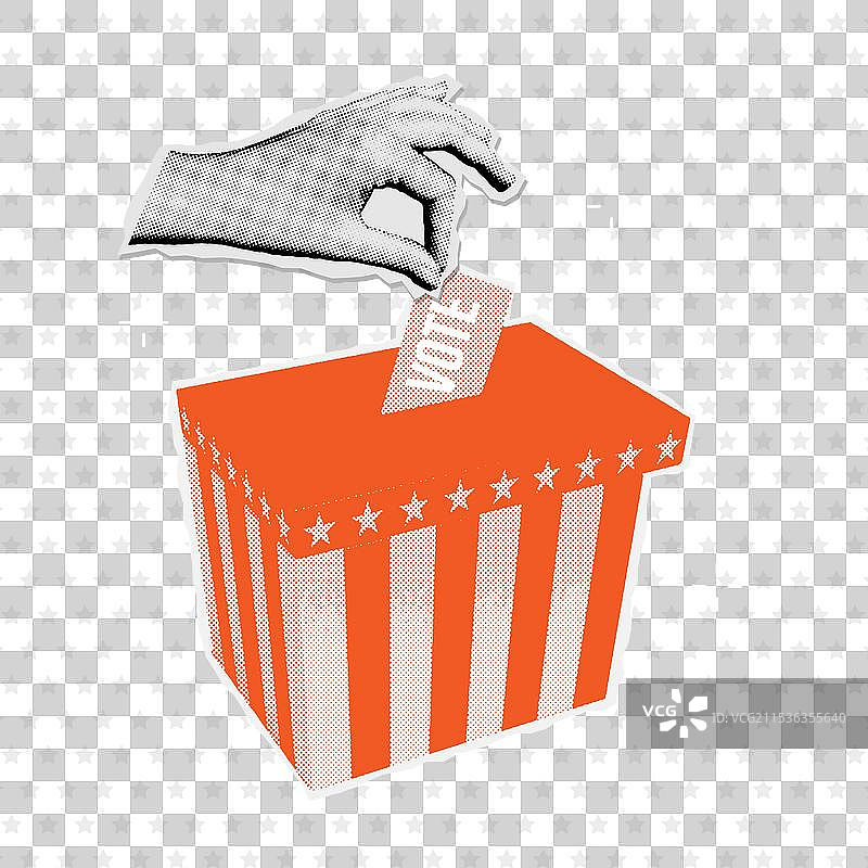 一只手将选票放入投票箱，时尚感十足图片素材