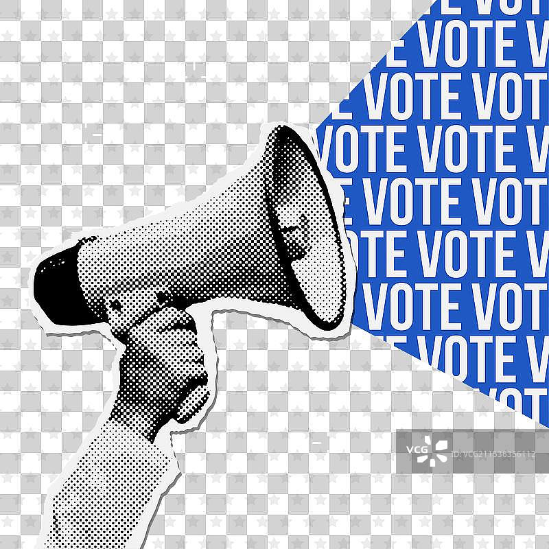 手握扩音器，发出标题图片素材