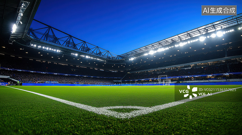 【AI数字艺术】体育馆足球场夜景图片素材