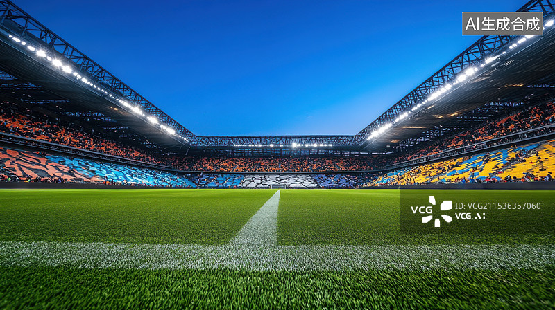 【AI数字艺术】体育馆足球场夜景图片素材