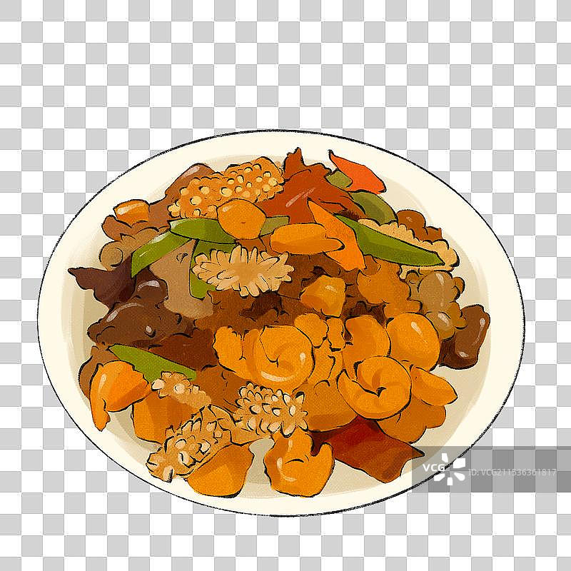 八珍豆腐-天津特色传统美食土特产小吃插画元素图片素材