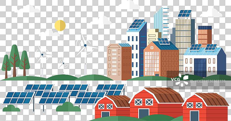 太阳能的使用，光伏电池使其成为可能。图片素材