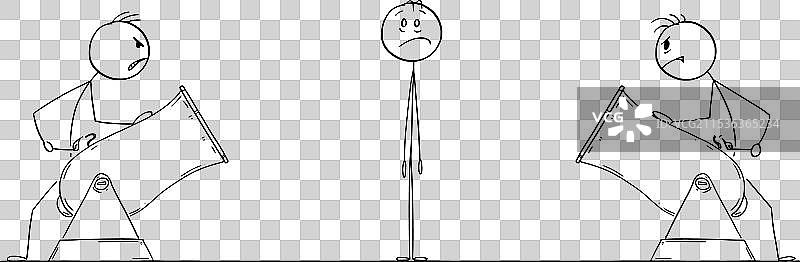 冲突中的无辜受害者卡通形象图片素材