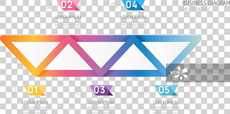 适用于商业的五步流程信息图模板 3D图片素材