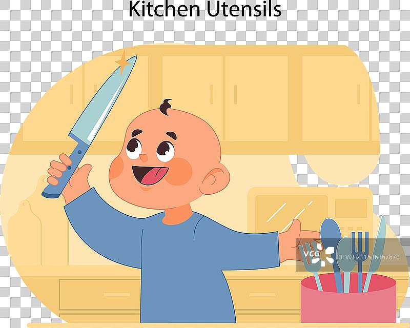 厨房用具危险平面图图片素材