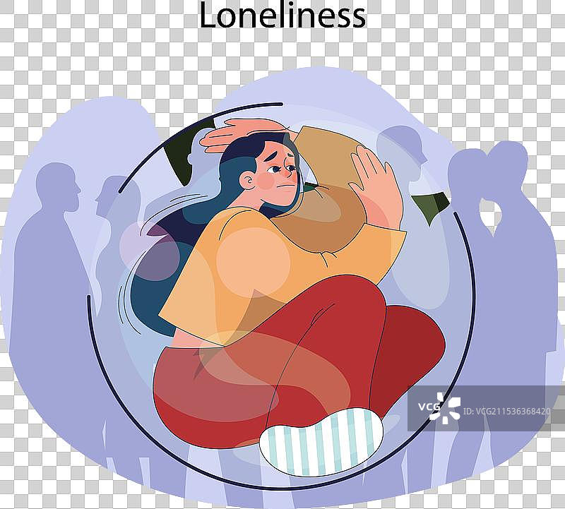 孤独概念扁平化设计图片素材