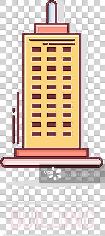 漫画风格的城市摩天大楼建筑图标图片素材