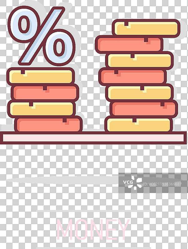 漫画风格的美元硬币堆叠图标图片素材