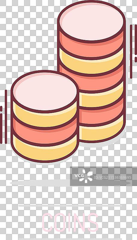 漫画风格的美元硬币堆叠图标图片素材