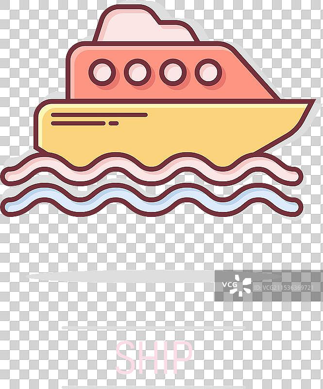 旅游船图标，漫画风格的渔船图片素材