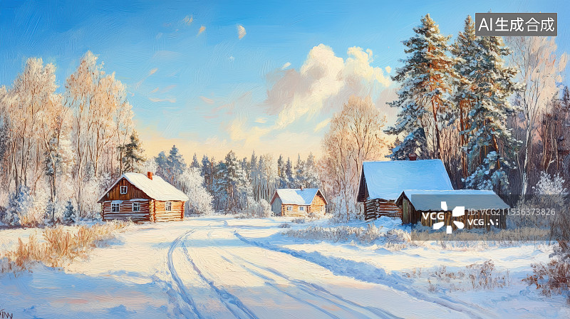【AI数字艺术】冬天户外森林雪景风光图片素材