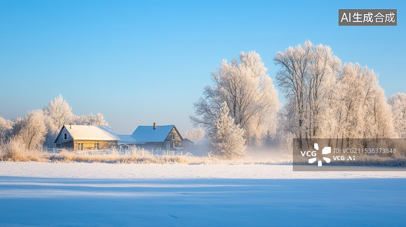 【AI数字艺术】冬天户外森林雪景风光图片素材