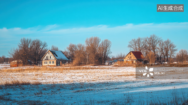 【AI数字艺术】冬天户外森林雪景风光图片素材