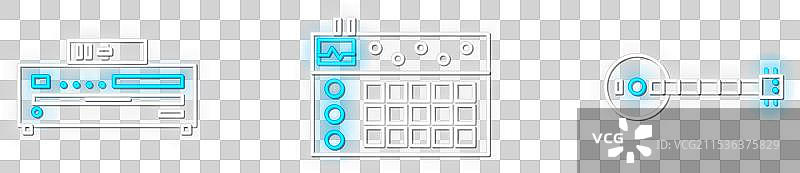 设置线条班卓琴音乐CD播放器和鼓机图片素材