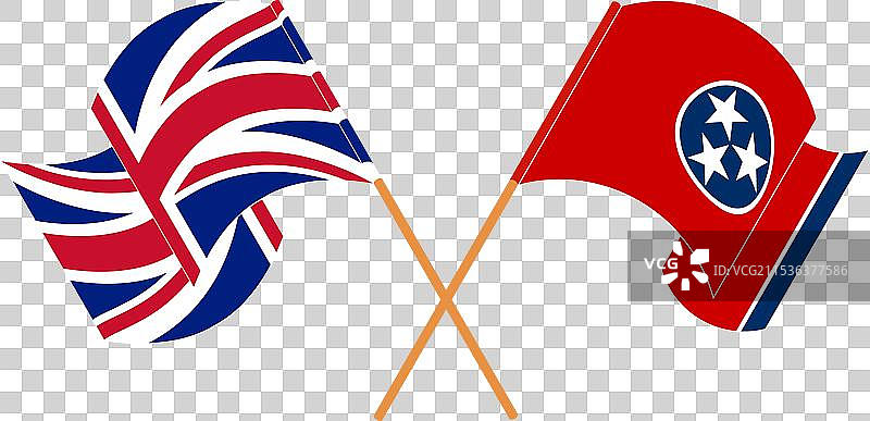 交叉并挥舞的英国国旗图片素材
