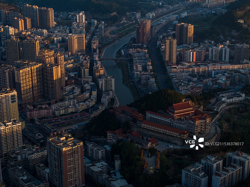 四川省绵阳市盐亭县云溪镇航拍图片图片素材