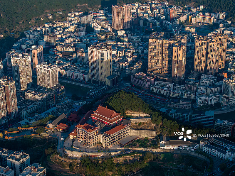四川省绵阳市盐亭县云溪镇航拍图片图片素材