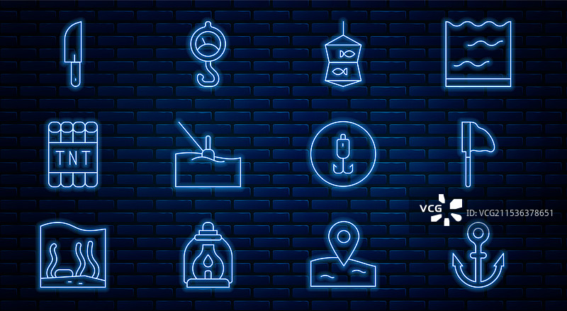 设置带鱼漂的定线锚钓鱼网图片素材