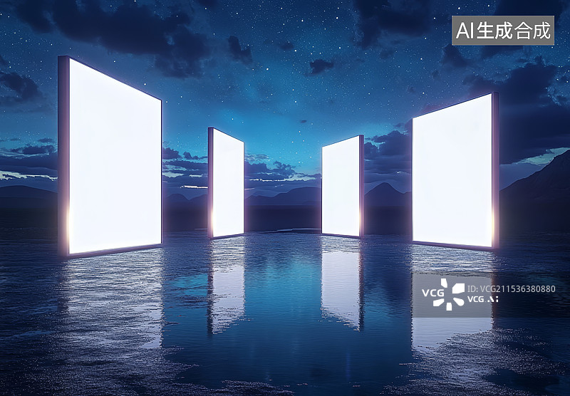 【AI数字艺术】海天一线天空之镜梦幻图片素材