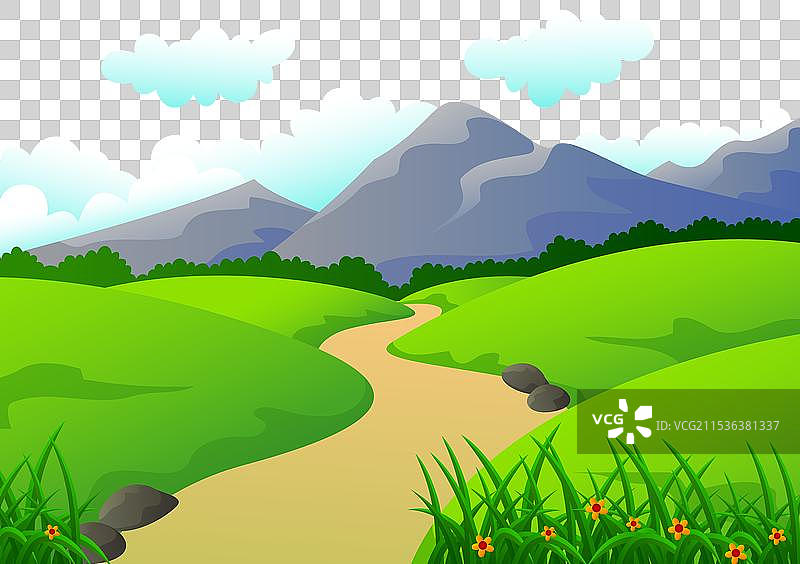 美丽的绿色沙漠和山脉风景图片素材