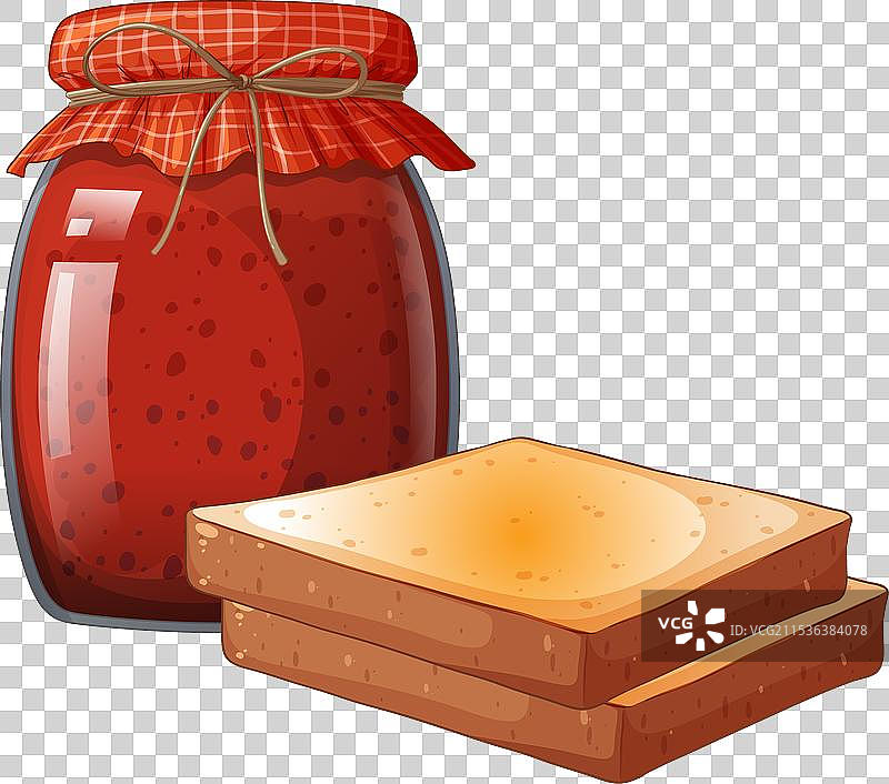 果酱罐和面包片的图形图片素材