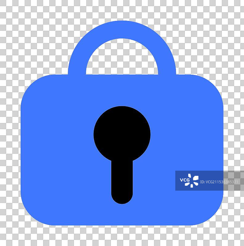 蓝色挂锁图形代表安全和图片素材