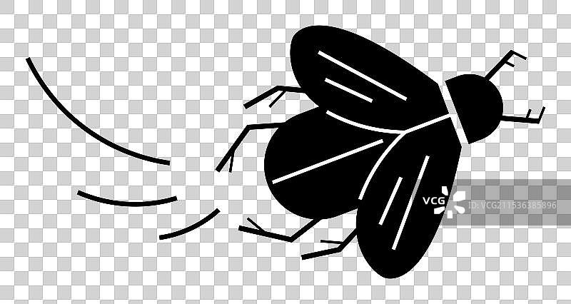 飞行昆虫的轮廓与运动线图片素材