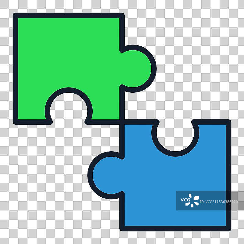 绿色和蓝色拼图块彩色图标图片素材