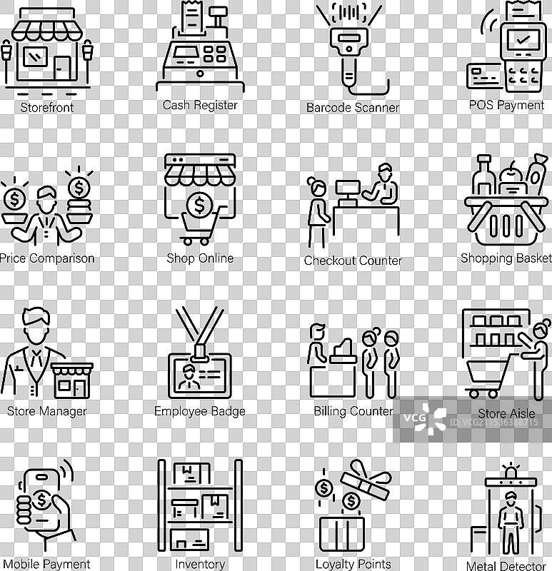 零售线性风格图标集合图片素材