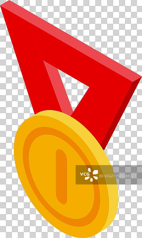 金色奖牌配红色丝带用于奖励图片素材