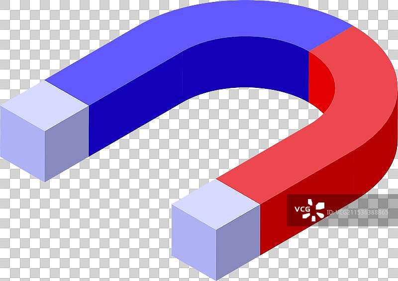 马蹄形磁铁漂浮着，带有南北极。图片素材