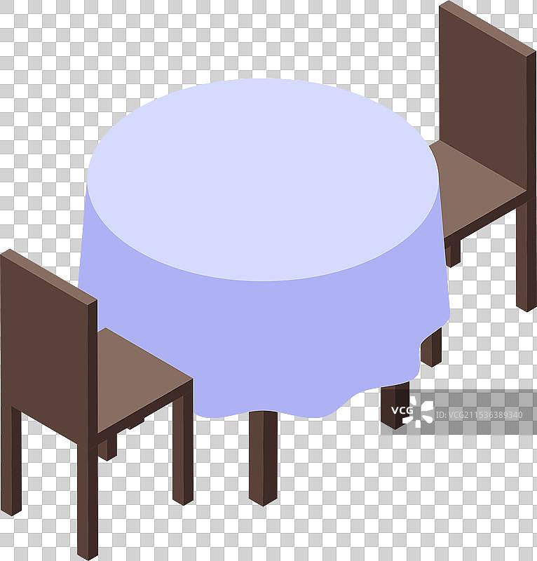 带桌布的圆桌和两把椅子图片素材