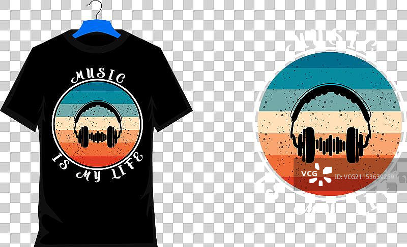 复古音乐T恤设计图片素材